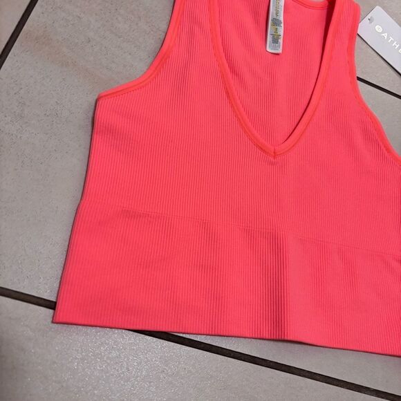 Athleta Aurora Crop Rib Tank NEW with tags Size XS Sunset Glow - Picture 9 of 16